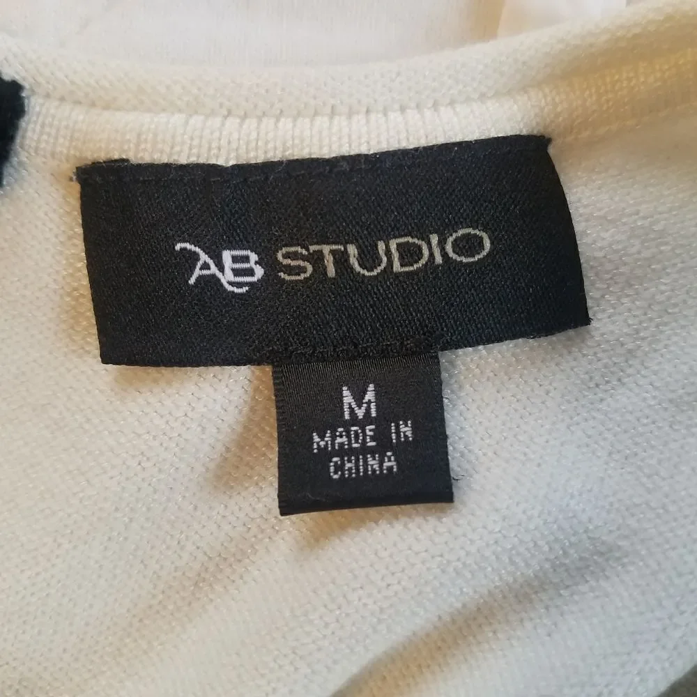 AB Studios Contrasting Black and White Color Block Knit Dress